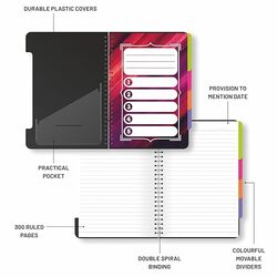 Anupam EMINENT A5 5 Subject Ruled Spiral Notebook - 300pgs